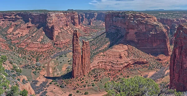 View of Spider Rock from the overlook at the end of Canyon De Chelly National Monument South Rim, Arizona, United States of America, North America