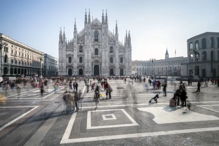 Framed Print : View of the square and the gothic Duomo, the icon of Milan, Milan, Lombardy, Italy
