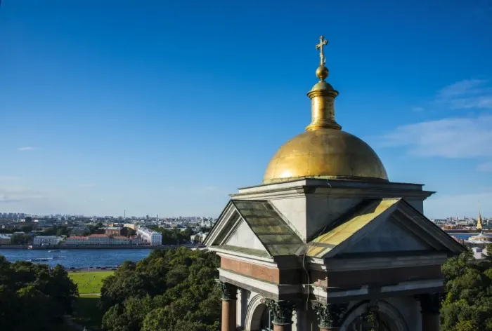 Framed Print : View from St. Isaacs Cathedral with a golden cupola, St. Petersburg, Russia, Europe