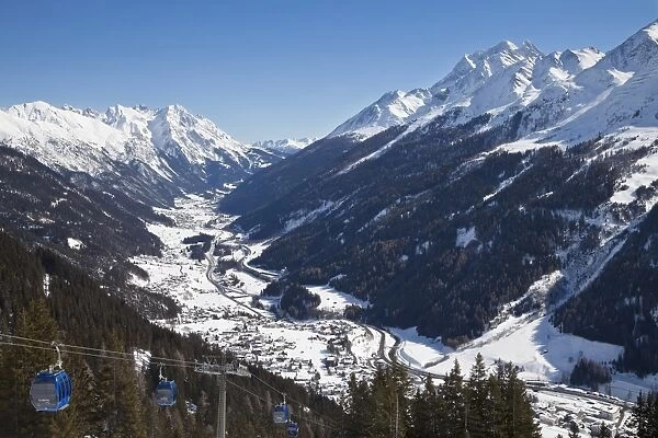 View over St. Jakob from the slopes of the ski resort of St Anton, St. Anton am Arlberg