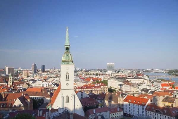 View of St. Martins Cathedral and city skyline, Bratislava, Slovakia, Europe
