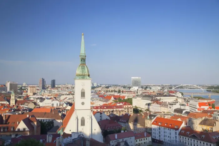 Framed Print : View of St. Martins Cathedral and city skyline, Bratislava, Slovakia, Europe Framed Print : View of St. Martins Cathedral and city skyline, Bratislava, Slovakia, Europe