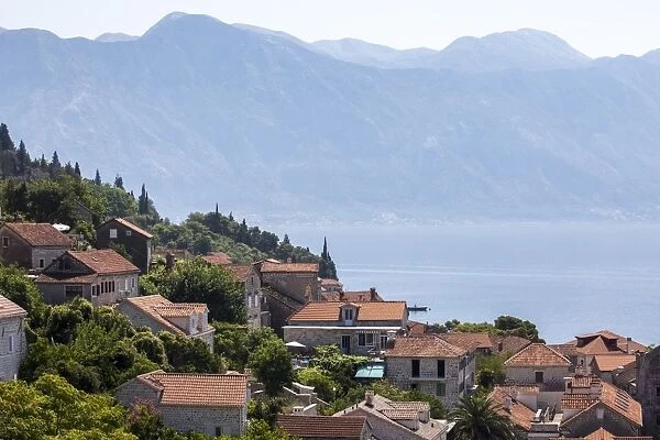 View from St. Nicholas Church of Perast, Bay of Kotor, UNESCO World Heritage Site, Montenegro, Europe