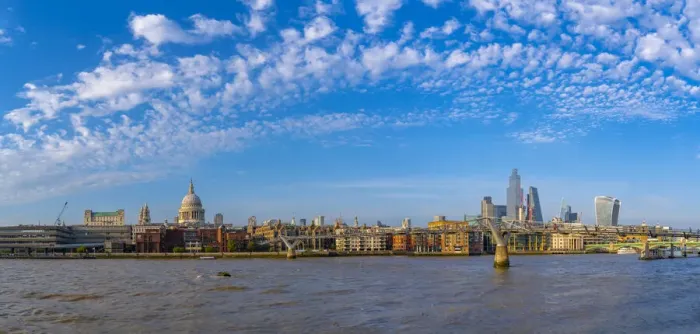Framed Print : View of St. Pauls Cathedral, River Thames and City of London skyline, London Framed Print : View of St. Pauls Cathedral, River Thames and City of London skyline, London