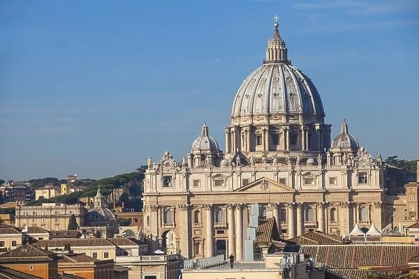 View of St. Peters Basilica, Vatican, UNESCO World Heritage Site, Rome, Lazio, Italy