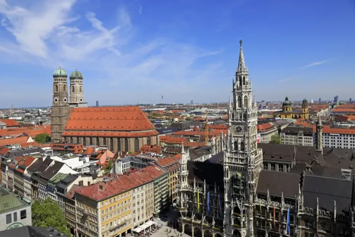 Framed Print : View from St. Peters Church down to Marienplatz Square, City Hall and Church of Our Lady Framed Print : View from St. Peters Church down to Marienplatz Square, City Hall and Church of Our Lady