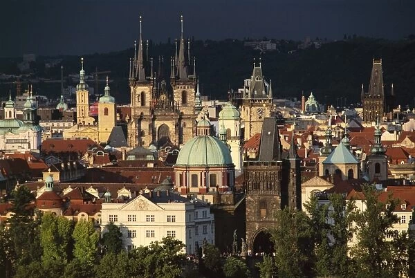 View over Stare Mesto district including Tyn church, Prague, UNESCO World Heritage site