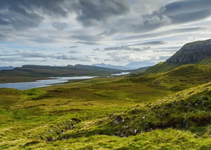 Framed Print : View from The Storr towards the Loch Leathan, Isle of Skye, Inner Hebrides, Scotland Framed Print : View from The Storr towards the Loch Leathan, Isle of Skye, Inner Hebrides, Scotland