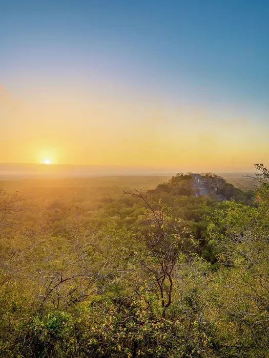 Framed Print : View towards Structure I at sunrise, Calakmul Archaeological Site, Campeche State, Mexico Framed Print : View towards Structure I at sunrise, Calakmul Archaeological Site, Campeche State, Mexico