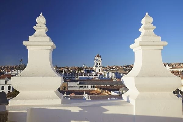 View of Sucre from rooftop of Convento de San Felipe Neri, Sucre, UNESCO World Heritage Site, Bolivia, South America