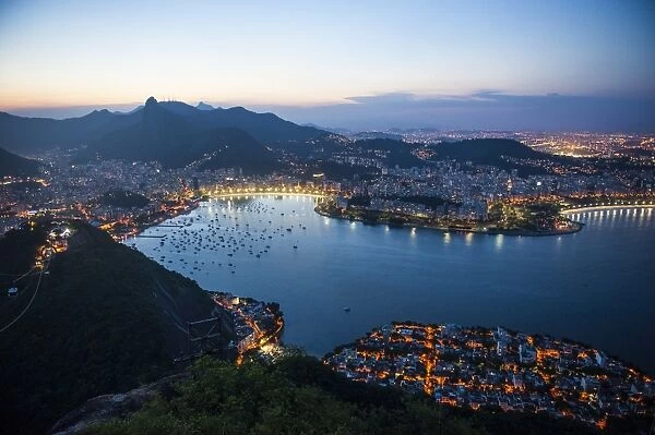 View from the Sugarloaf at sunset, Rio de Janeiro, Brazil, South America