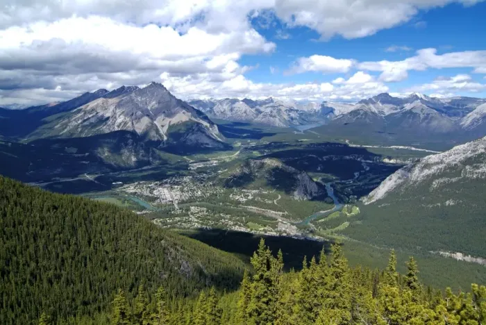 Framed Print : View from Sulphur Mountain to Banff, Banff National Park, UNESCO World Heritage Site Framed Print : View from Sulphur Mountain to Banff, Banff National Park, UNESCO World Heritage Site