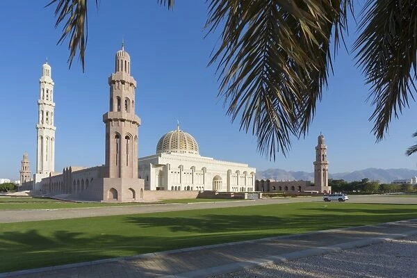 View of Sultan Qaboos Grand Mosque, Muscat, Oman, Middle East
