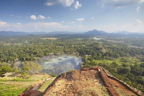 View from summit of Sigiriya, UNESCO World Heritage Site, North Central Province, Sri Lanka, Asia