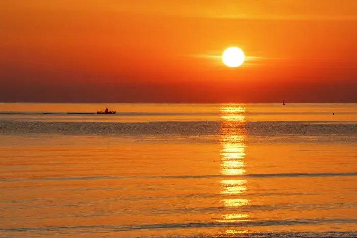 Framed Print : View of sunrise reflecting in the sea from Rimini Beach, Rimini, Emilia-Romagna, Italy, Europe Framed Print : View of sunrise reflecting in the sea from Rimini Beach, Rimini, Emilia-Romagna, Italy, Europe