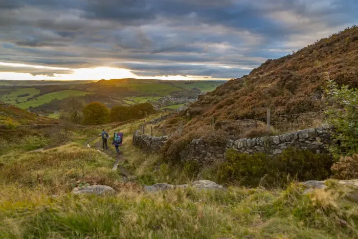 Framed Print : View of sunset from Baslow Edge, Derbyshire Peak District, Derbyshire, England