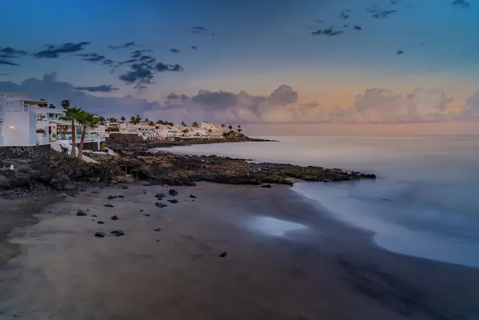 Framed Print : View of sunset and La Peniita beach, Puerto Carmen, Lanzarote, Las Palmas, Canary Islands, Spain, Atlantic, Europe Framed Print : View of sunset and La Peniita beach, Puerto Carmen, Lanzarote, Las Palmas, Canary Islands, Spain, Atlantic, Europe