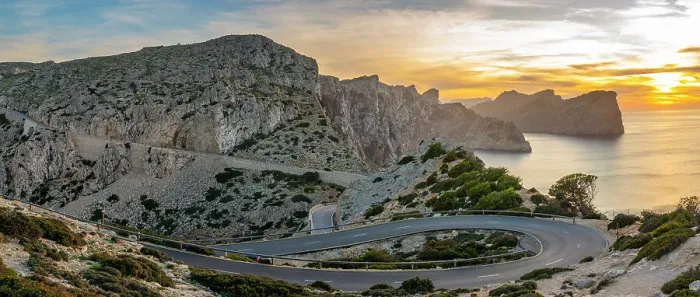 Framed Print : View of sunset and road leading to Cap Formentor, Majorca, Balearic Islands, Spain, Mediterranean, Europe Framed Print : View of sunset and road leading to Cap Formentor, Majorca, Balearic Islands, Spain, Mediterranean, Europe