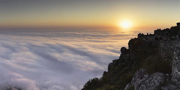 View of sunset from Table Mountain, Cape Town, Western Cape, South Africa, Africa