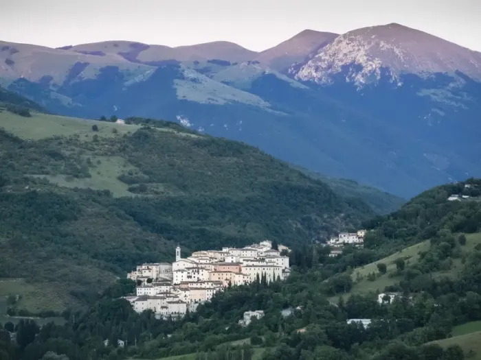 Framed Print : View at sunset, Village of Preci, Valnerina, Umbria, Italy, Europe Framed Print : View at sunset, Village of Preci, Valnerina, Umbria, Italy, Europe