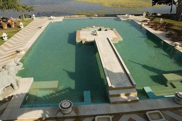 View of swimming pool at Udai Vilas Palace now a heritage hotel