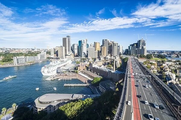 View over Sydney from the harbour bridge, Sydney, New South Wales, Australia, Pacific