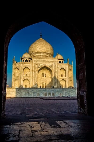 View of the Taj Mahal through a doorway, UNESCO World Heritage Site, Agra, Uttar Pradesh