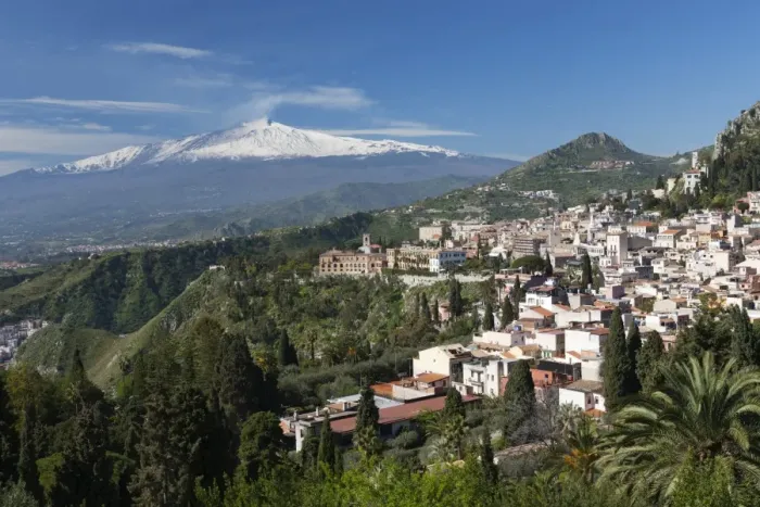 Framed Print : View over Taormina and Mount Etna, Taormina, Sicily, Italy, Europe Framed Print : View over Taormina and Mount Etna, Taormina, Sicily, Italy, Europe