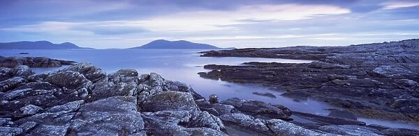 View from Taransay at twilight towards the Uists