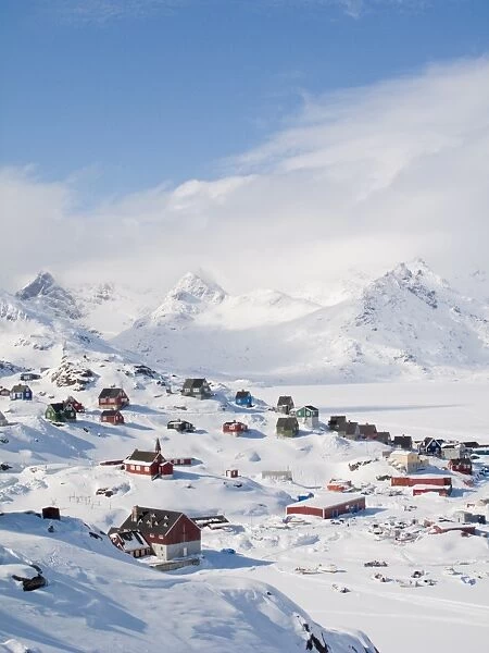 View in Tasiilaq village, East Greenland, Polar Regions