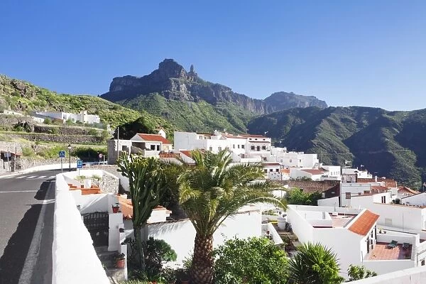 View over Tejeda to Roque Nublo, Gran Canaria, Canary Islands, Spain, Atlantic, Europe
