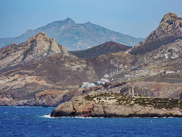 View towards Temple of Apollo, Chora, Naxos City, Naxos Island, Cyclades, Greek Islands, Greece, Europe