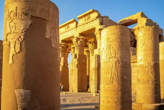 Framed Print : View of the Temple of Horus during golden hour, Edfu, Egypt, North Africa, Africa