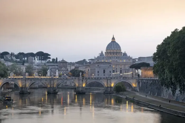 Framed Print : View of the Tiber (Tevere) River, Saint Angelo bridge and the dome of St. Peter s Framed Print : View of the Tiber (Tevere) River, Saint Angelo bridge and the dome of St. Peter s