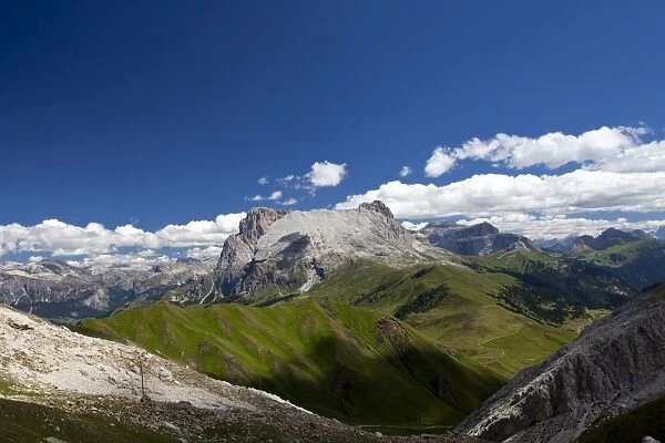 View from Tierser Alpl refuge of Langkofel and Plattkofel, Dolomites, eastern Alps