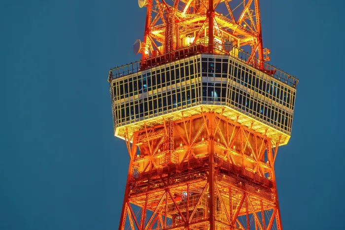 Framed Print : View of Tokyo Tower at night, Minato City, Tokyo, Honshu, Japan