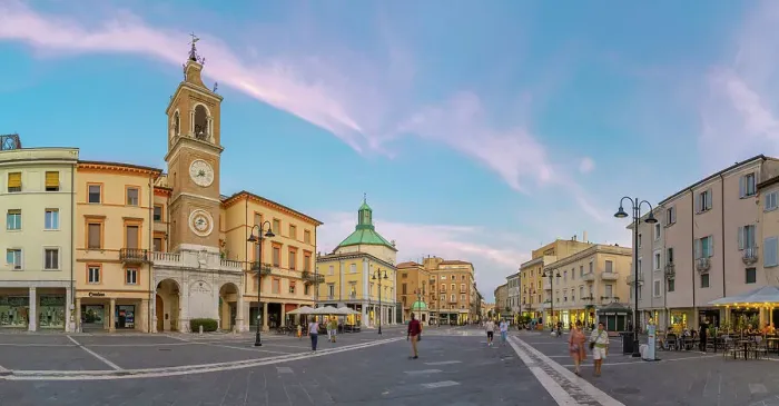 Framed Print : View of Torre dell'Orologio in Piazza Tre Martiri, Rimini, Emilia-Romagna, Italy, Europe Framed Print : View of Torre dell'Orologio in Piazza Tre Martiri, Rimini, Emilia-Romagna, Italy, Europe