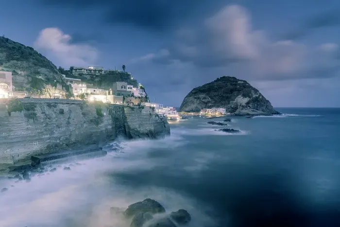 Framed Print : View of Torre di Sant'Angelo at dusk, Sant'Angelo, Island of Ischia, Campania, Italy, Europe Framed Print : View of Torre di Sant'Angelo at dusk, Sant'Angelo, Island of Ischia, Campania, Italy, Europe