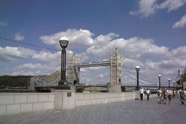 View of Tower Bridge from the Embankment, London, England, United Kingdom, Europe