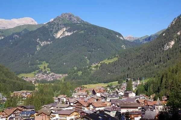 View over town, Canazei, Trentino-Alto Adige, Italy, Europe