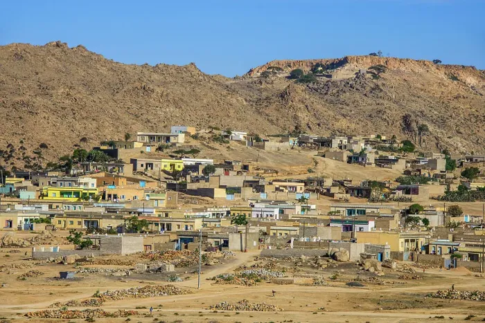 Framed Print : View over the town of Dekemhare along the road from Asmara to Qohaito, Eritrea, Africa Framed Print : View over the town of Dekemhare along the road from Asmara to Qohaito, Eritrea, Africa
