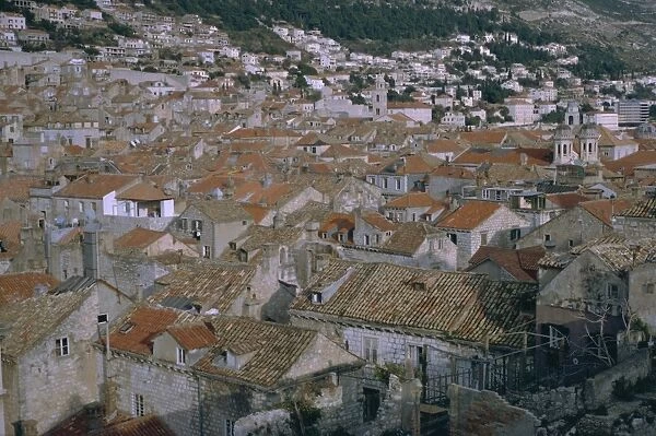 View over town of Dubrovnik, Dalmatia, Dalmatian coast, Adriatic, Croatia, Europe