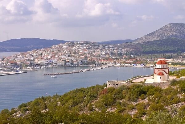 View over the town of Ermioni, Peloponnese, Greece, Europe