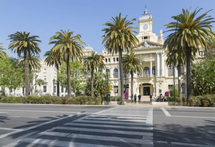 Framed Print : View of Town Hall Palace (Ayuntamiento), Malaga, Costa del Sol, Andalusia, Spain, Europe Framed Print : View of Town Hall Palace (Ayuntamiento), Malaga, Costa del Sol, Andalusia, Spain, Europe