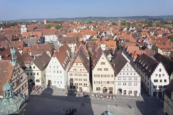 View from town hall, Rothenburg ob der Tauber, Romantic Road (Romantische Strasse), Franconia, Bavaria, Germany, Europe