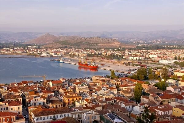 View over the town of Nafplio, Peloponnese, Greece, Europe