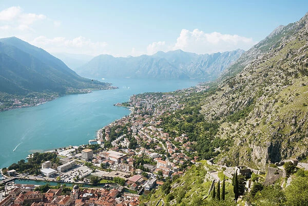 View from the Town Walls, Kotor, Bay of Kotor, UNESCO World Heritage Site, Montenegro