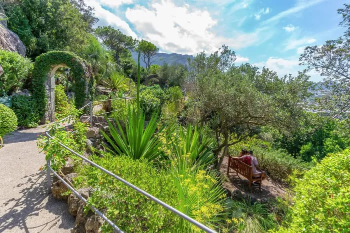 Framed Print : View of tropical flora in Giardini la Mortella Botanical Garden, Forio, Island of Ischia, Campania, Italy, Europe Framed Print : View of tropical flora in Giardini la Mortella Botanical Garden, Forio, Island of Ischia, Campania, Italy, Europe