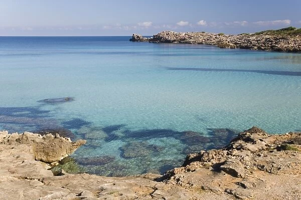 View across the turquoise waters of Cala Molto to Punta des Gullo, Cala Rajada