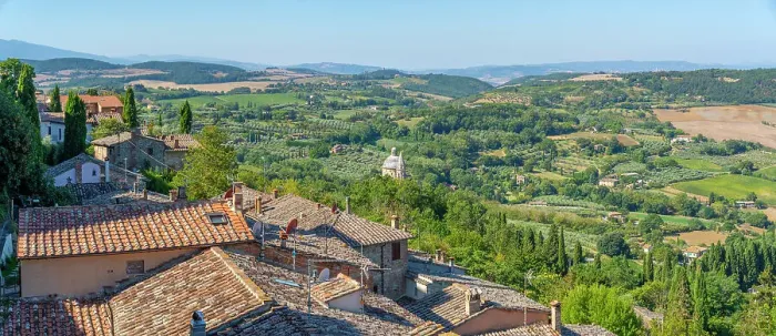 Framed Print : View of Tuscan landscape and rooftops from Montepulciano, Montepulciano, Province of Siena, Tuscany, Italy, Europe Framed Print : View of Tuscan landscape and rooftops from Montepulciano, Montepulciano, Province of Siena, Tuscany, Italy, Europe